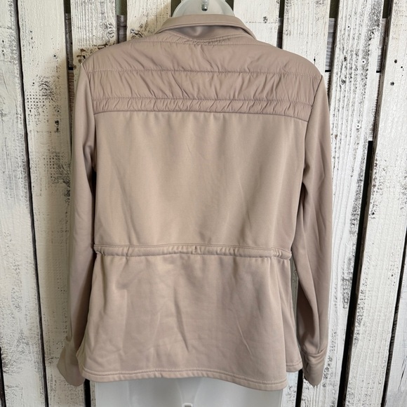 Avia Athletic Full Zip Quilt Top Jacket Size Small Beige Cinch Waist Activewear - Picture 9 of 12